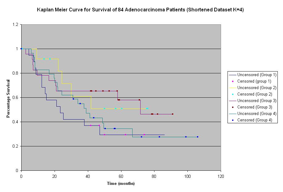 K=4 Kaplan Meier Curve
