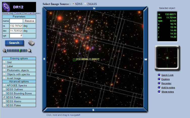 The interactive Navigation tool of the SDSS SkyServer database.